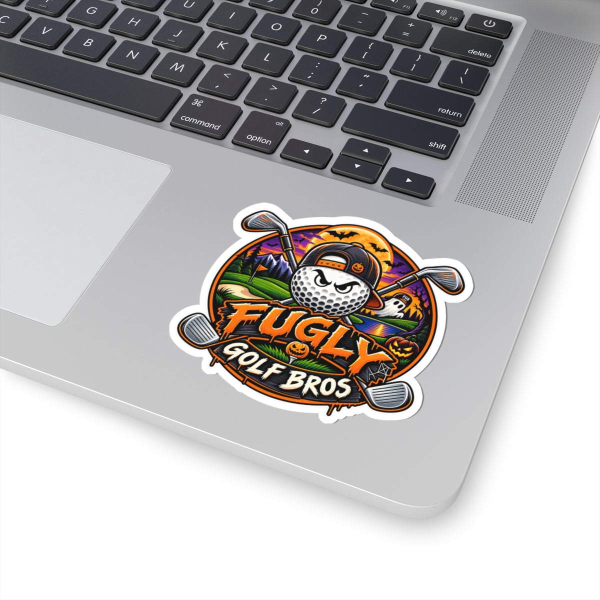 Fugly Golf Bros Halloween Sticker — Funny Golf Ball Logo Kiss-Cut Decal