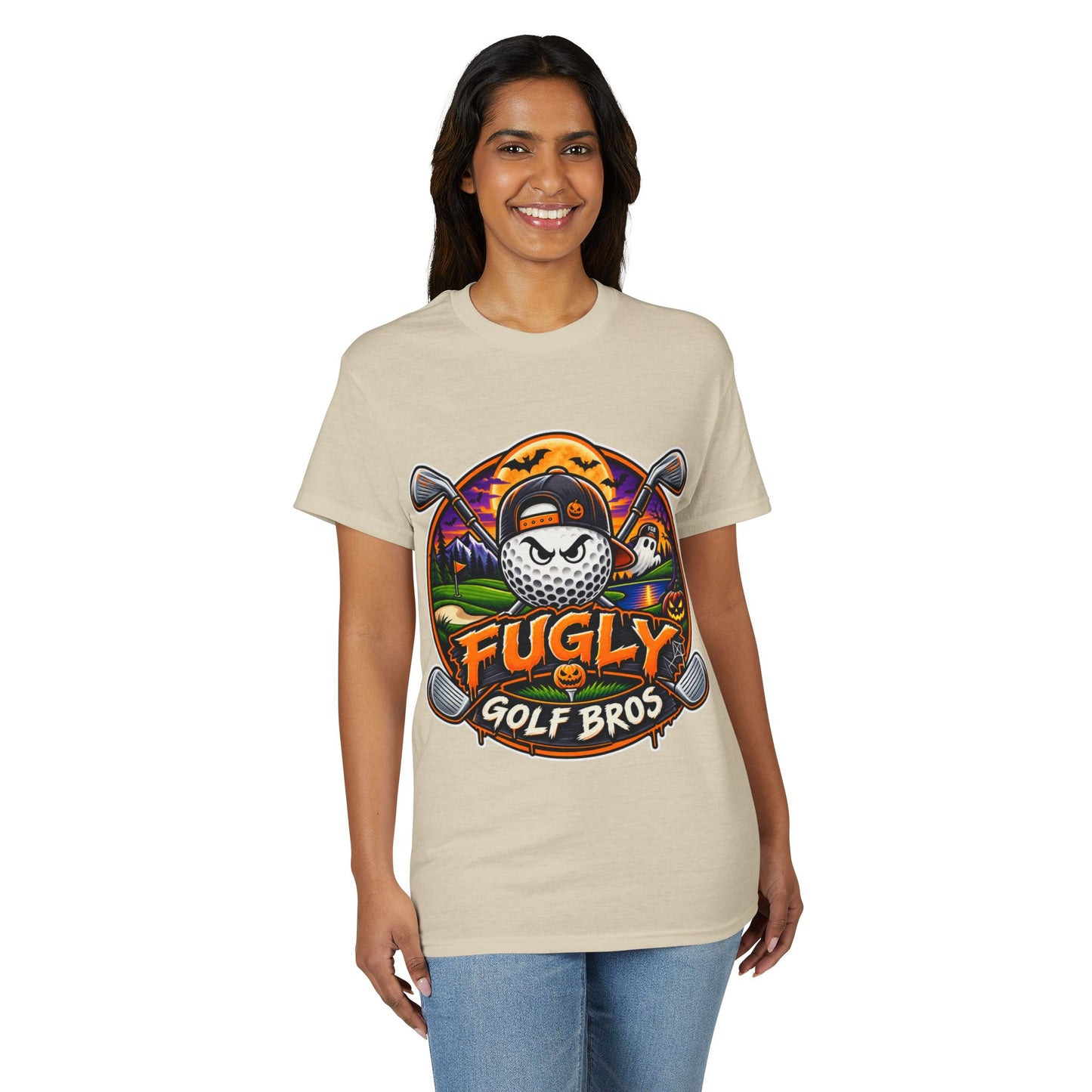 Fugly Golf Bros Graphic T-Shirt — Halloween Golf Skull Design