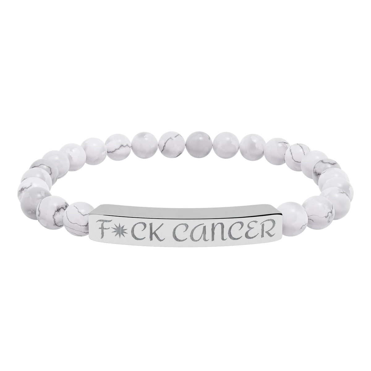 Engraved "F*ck Cancer" Natural Stone Stretch Bracelet