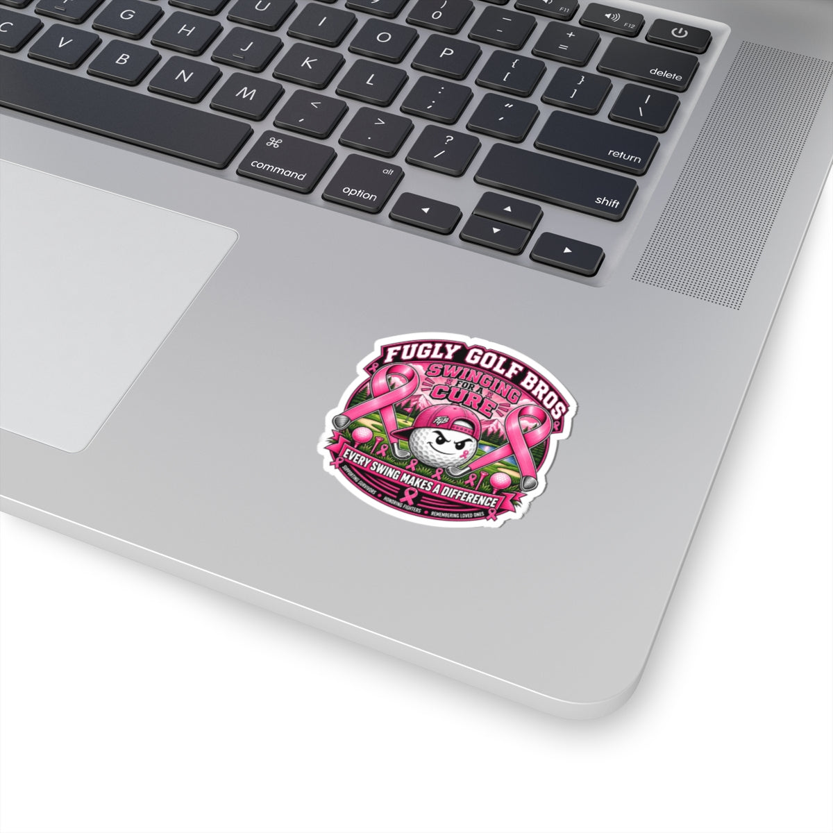 Breast Cancer Awareness Golf Sticker — "Fugly Golf Bros: Swinging for a Cure" Kiss-Cut