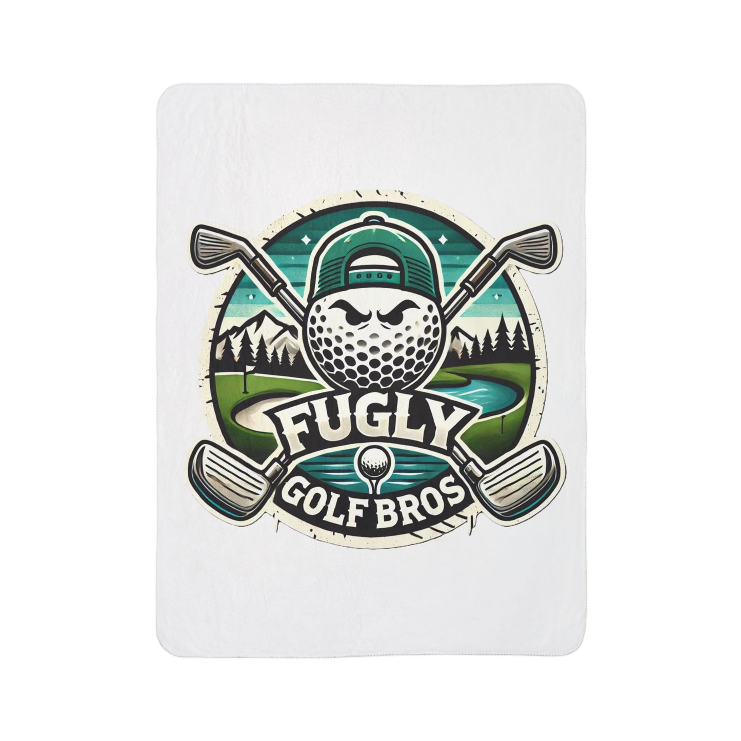 Fugly Golf Bros Sherpa Blanket — Funny Golf Ball Logo Fleece Throw