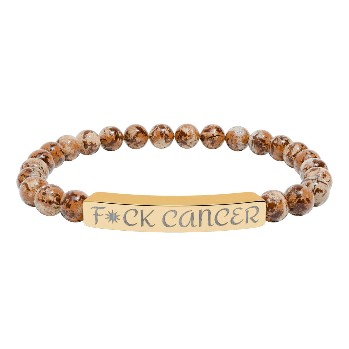 Engraved "F*ck Cancer" Natural Stone Stretch Bracelet