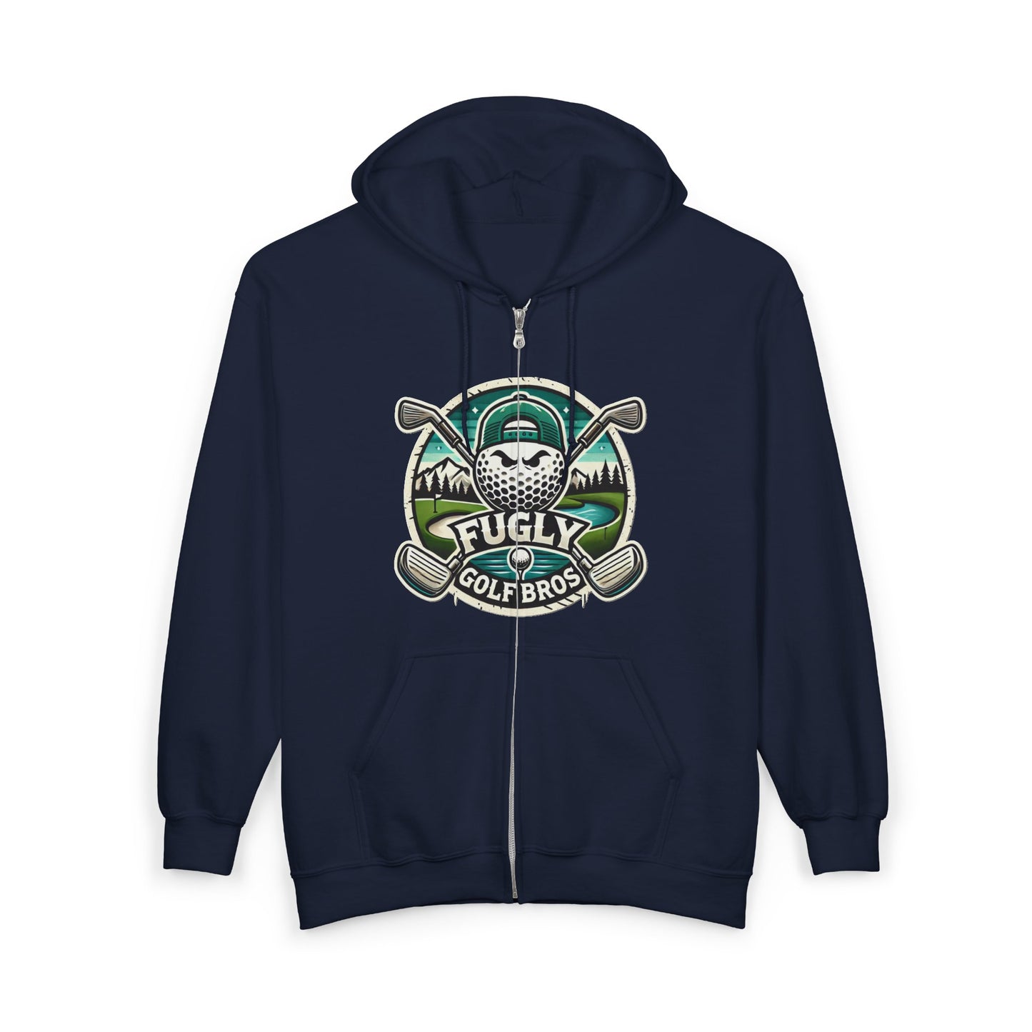 Golf Bros Full-Zip Hoodie — “Fugly” Vintage Golf Club Design