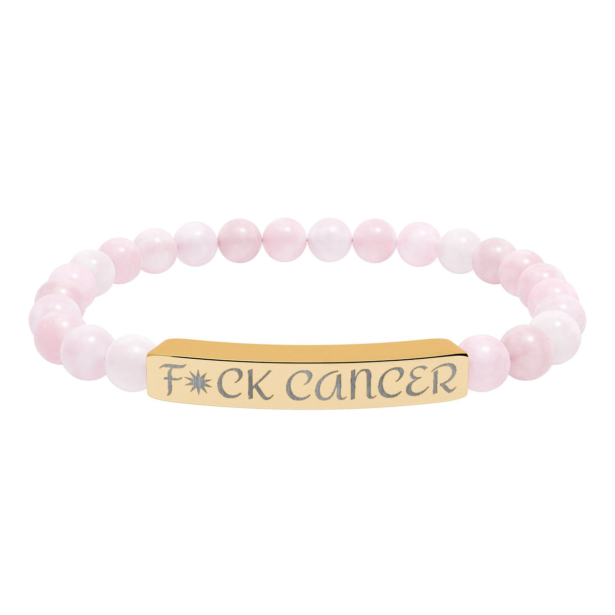 Engraved "F*ck Cancer" Natural Stone Stretch Bracelet