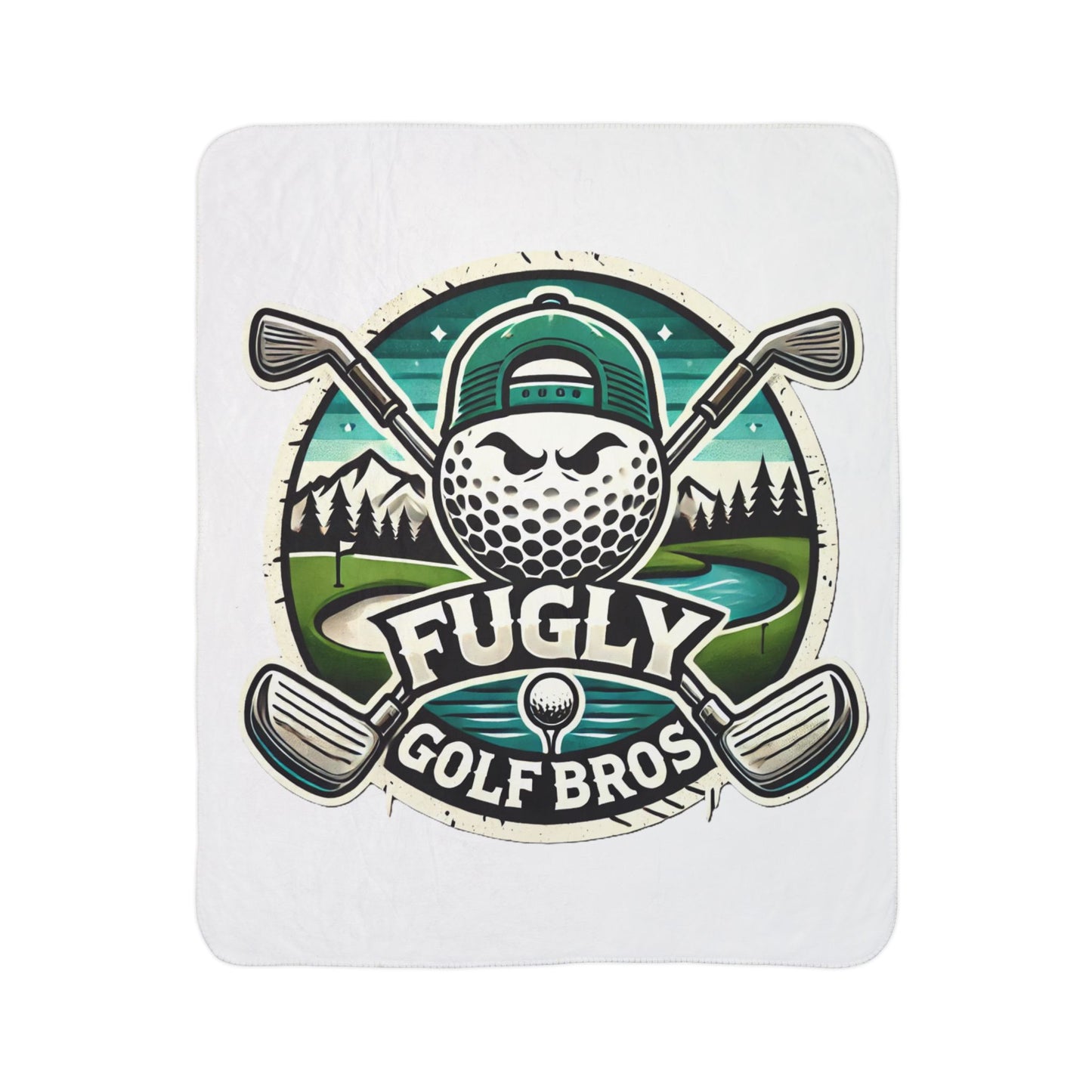 Fugly Golf Bros Sherpa Blanket — Funny Golf Ball Logo Fleece Throw