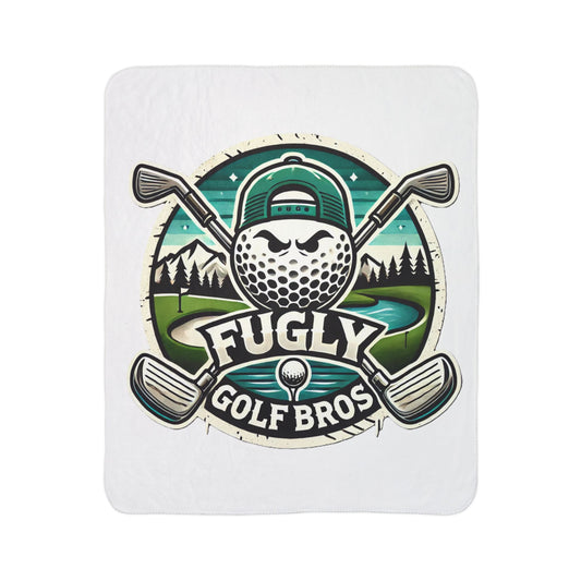Fugly Golf Bros Sherpa Blanket — Funny Golf Ball Logo Fleece Throw