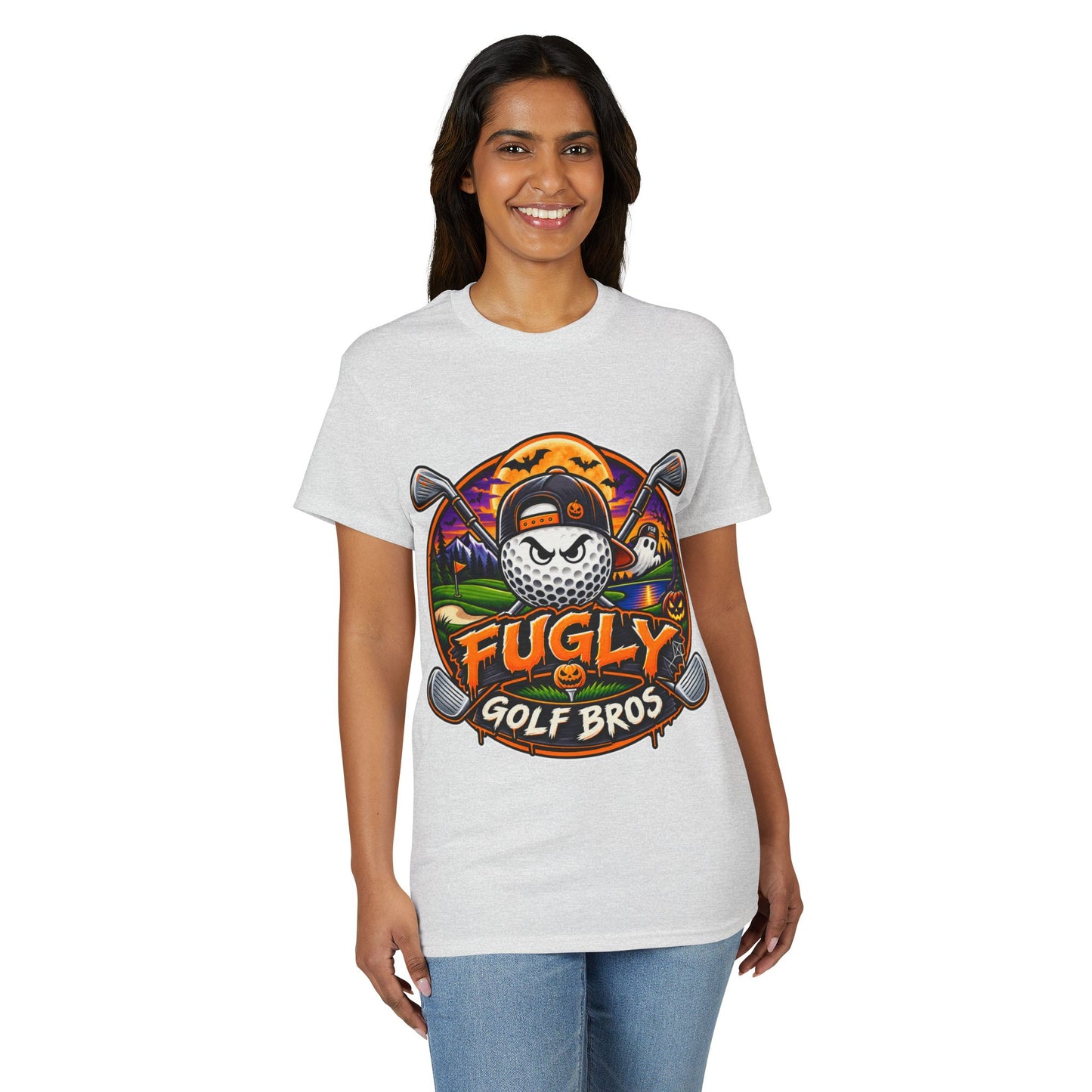 Fugly Golf Bros Graphic T-Shirt — Halloween Golf Skull Design