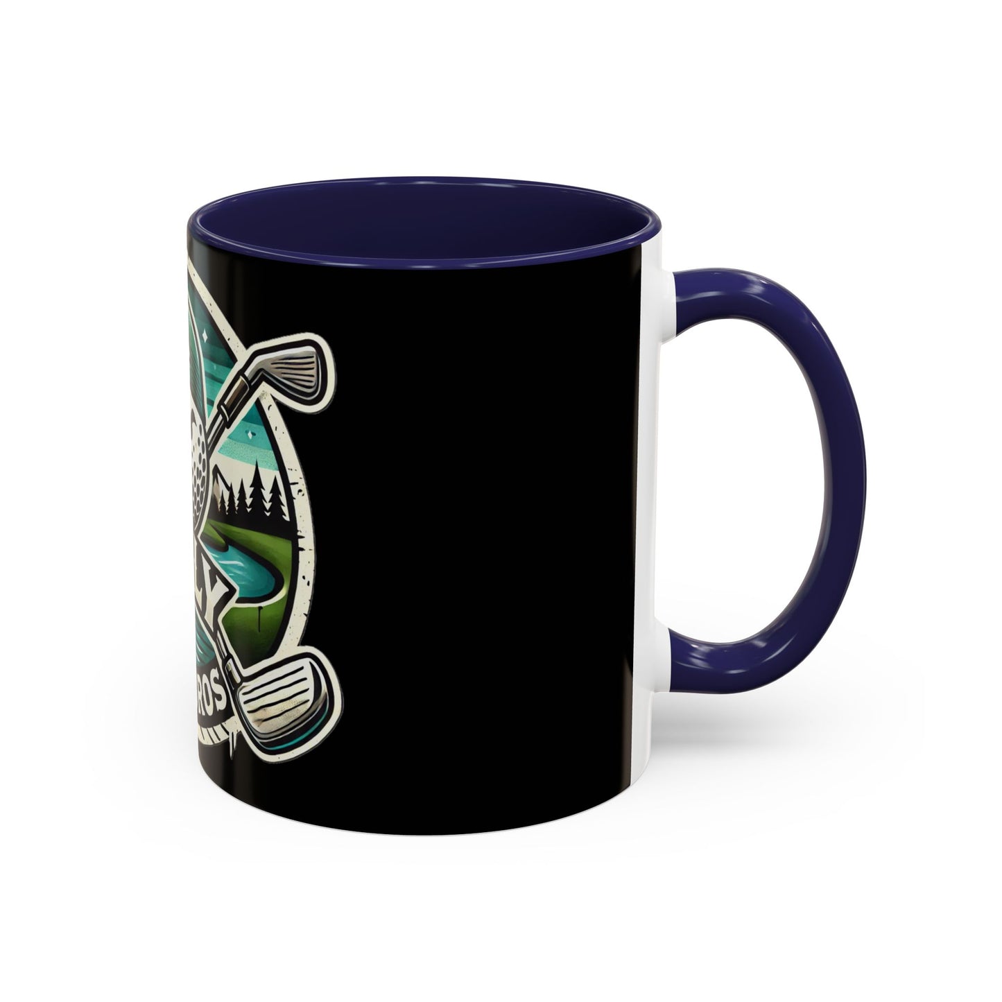 Fugly Golf Bros Accent Coffee Mug — Funny Golf Ball Logo 11/15oz