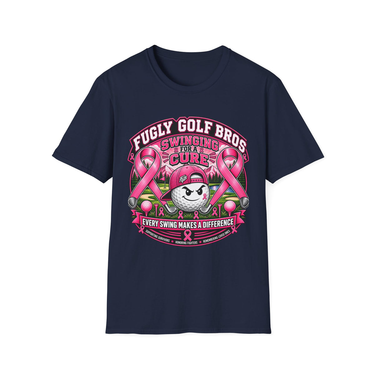 Swinging for a Cure Golf T-Shirt — Fugly Golf Bros Breast Cancer Awareness