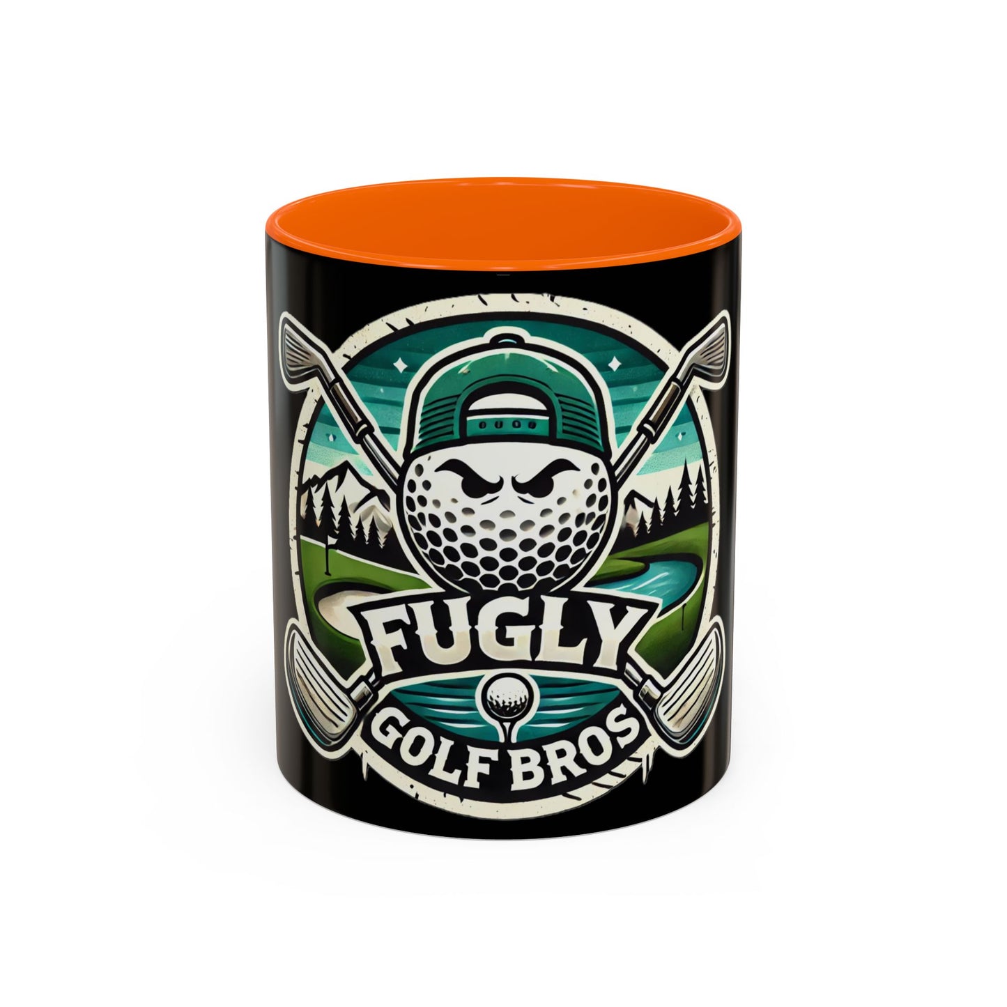 Fugly Golf Bros Accent Coffee Mug — Funny Golf Ball Logo 11/15oz