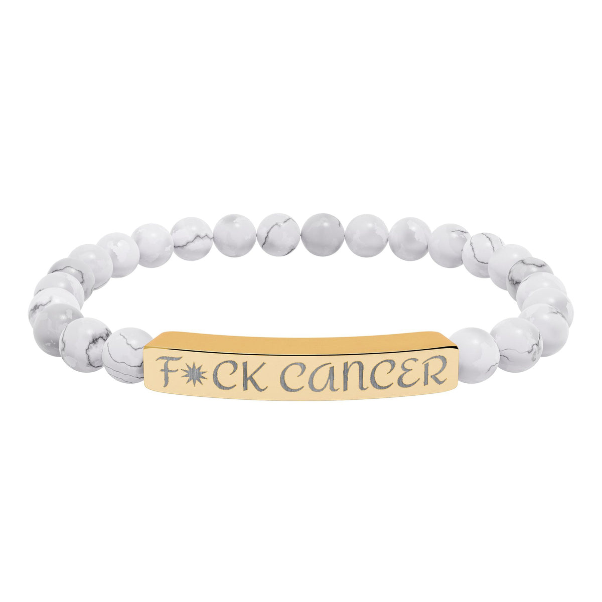 Engraved "F*ck Cancer" Natural Stone Stretch Bracelet