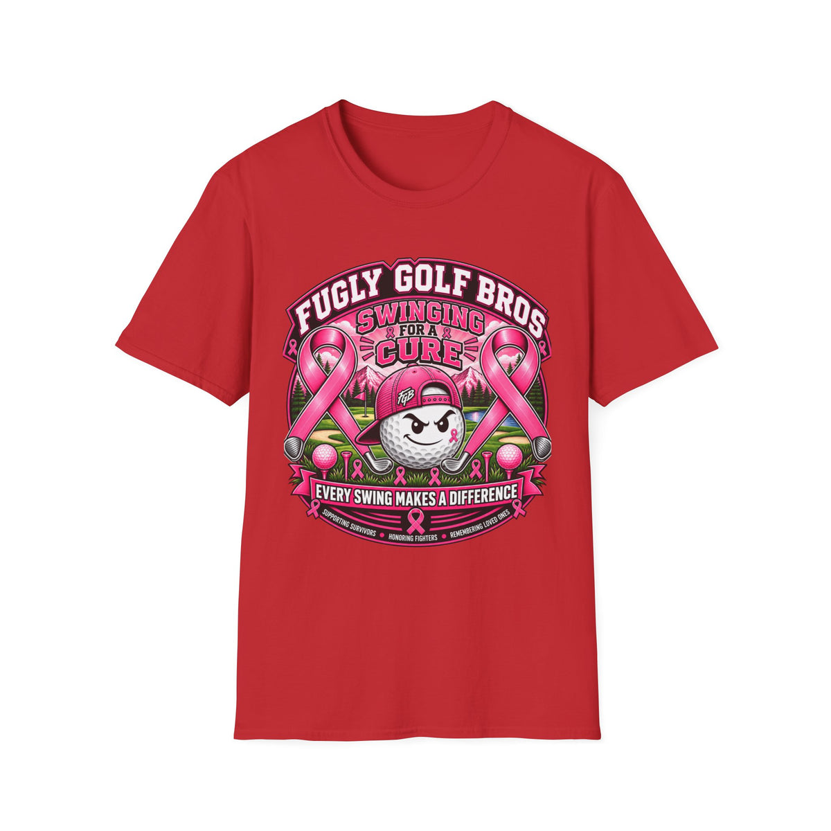 Swinging for a Cure Golf T-Shirt — Fugly Golf Bros Breast Cancer Awareness