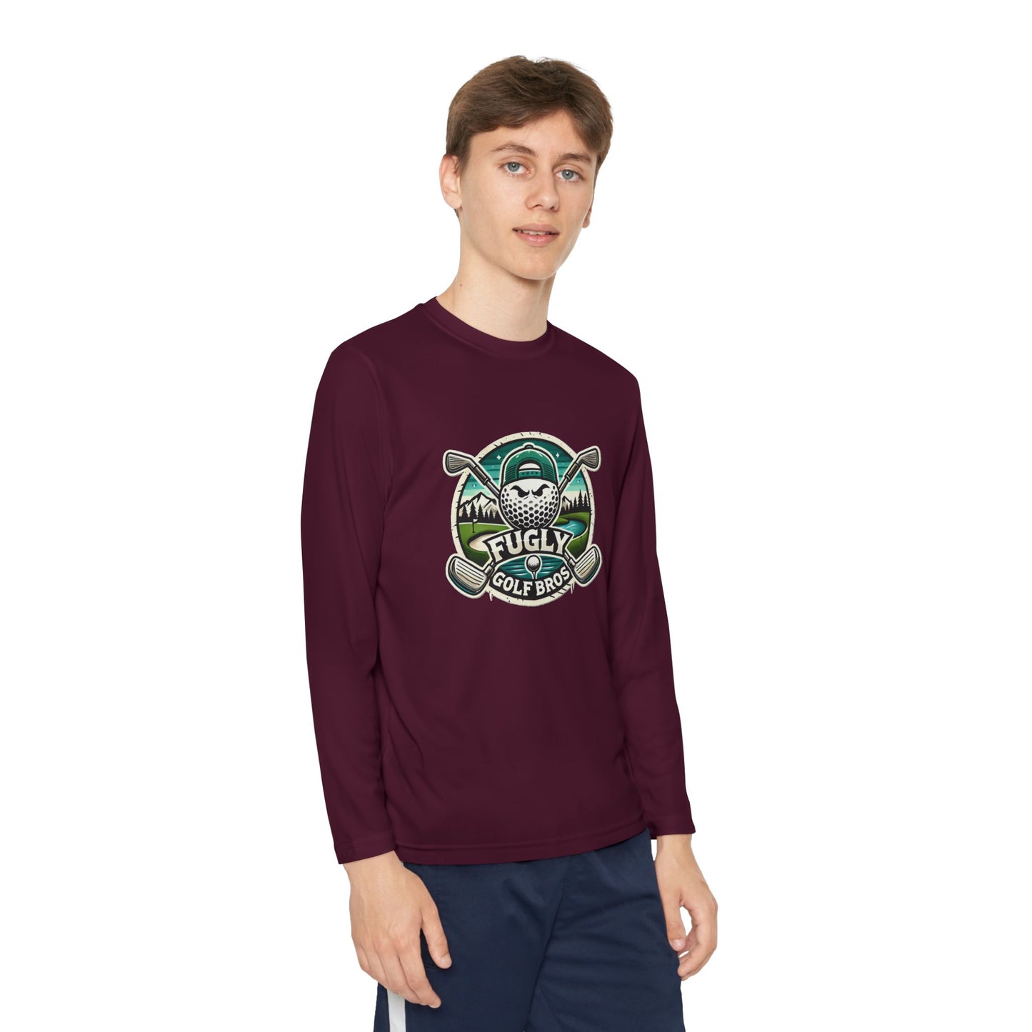 Youth Long Sleeve Tee — "Fugly Golf Bros" Golf Skull Logo