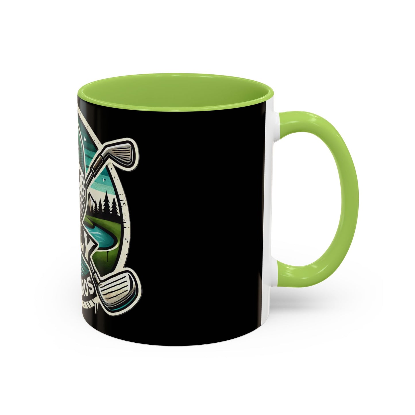 Fugly Golf Bros Accent Coffee Mug — Funny Golf Ball Logo 11/15oz