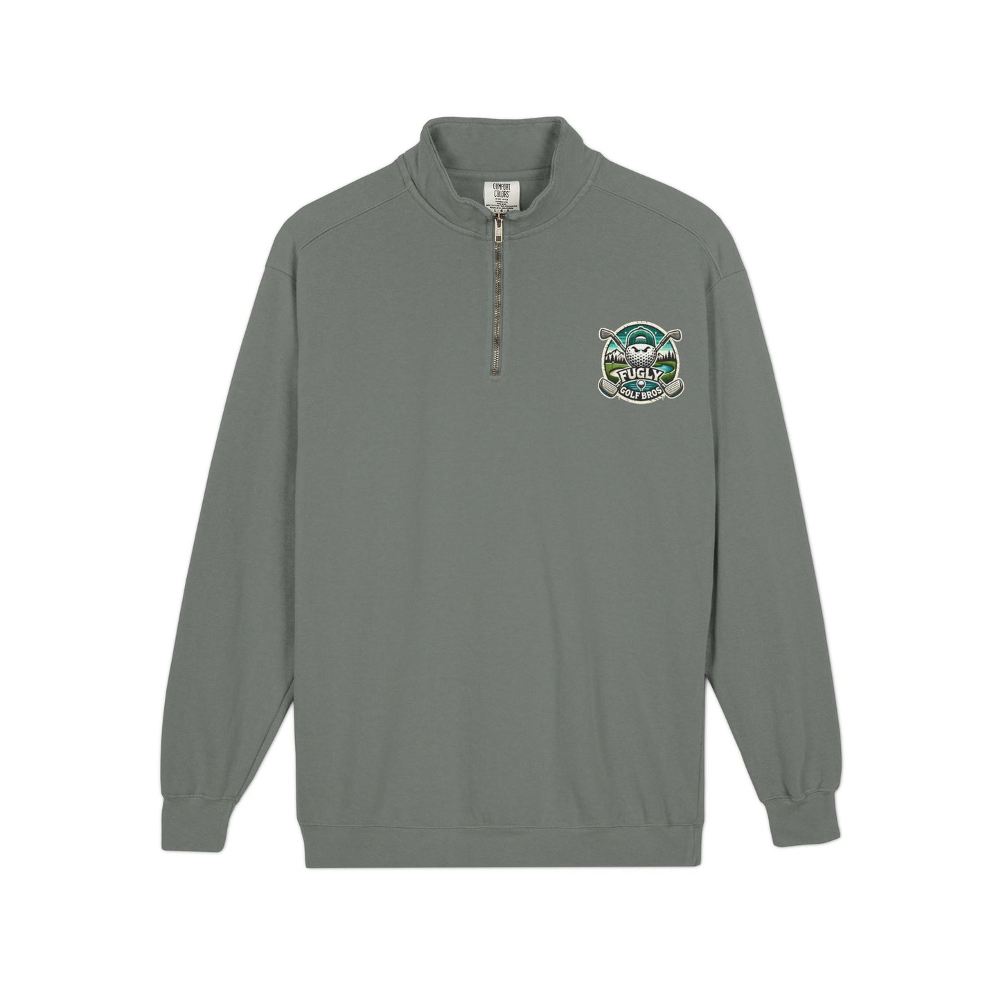 Turtle Crewneck Quarter‑Zip Sweatshirt — Vintage Green Coastal Graphic