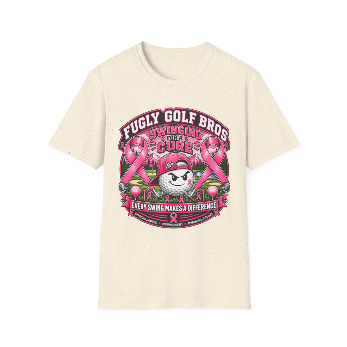 Swinging for a Cure Golf T-Shirt — Fugly Golf Bros Breast Cancer Awareness