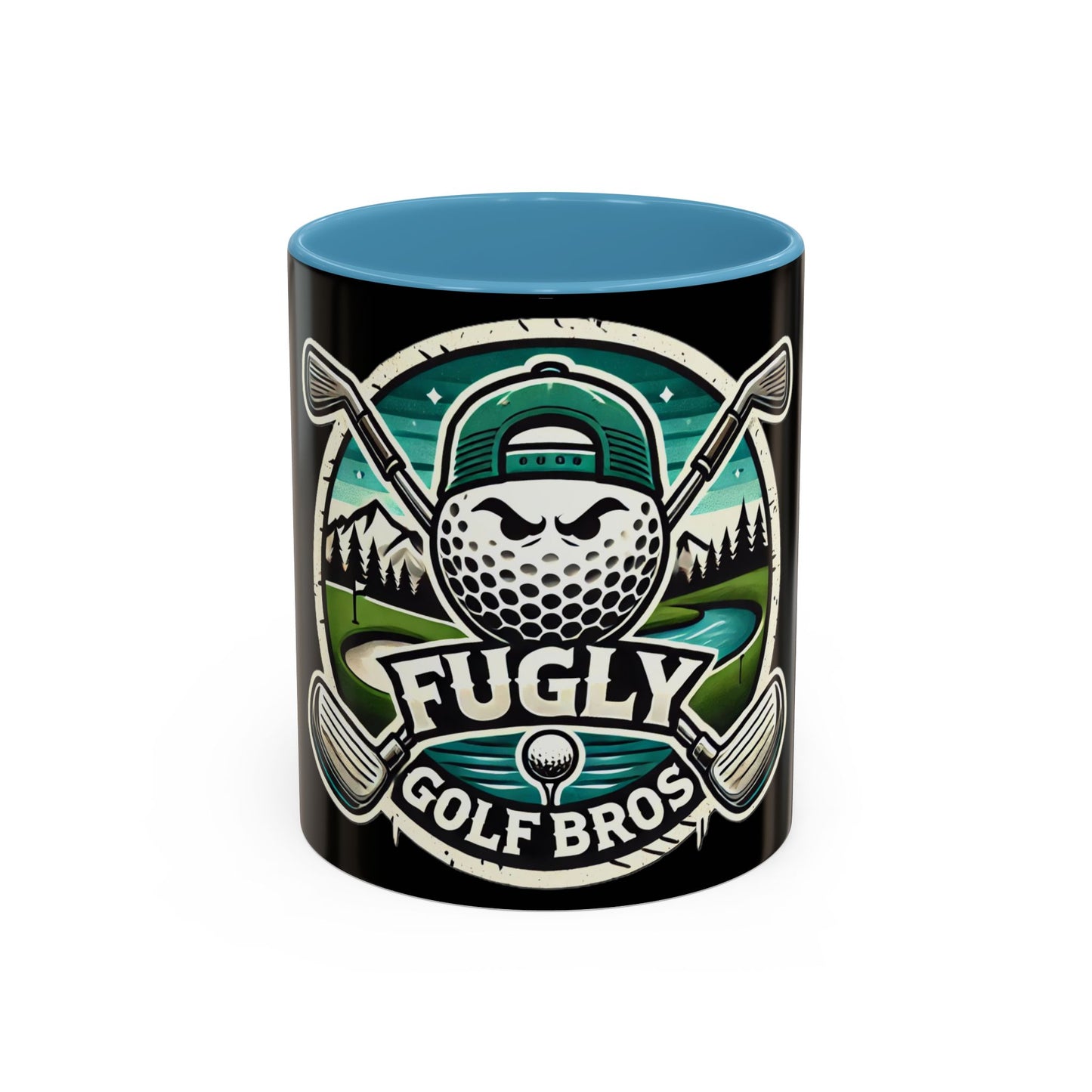 Fugly Golf Bros Accent Coffee Mug — Funny Golf Ball Logo 11/15oz
