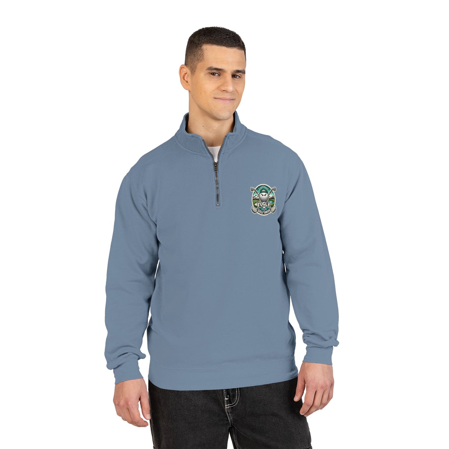 Turtle Crewneck Quarter‑Zip Sweatshirt — Vintage Green Coastal Graphic