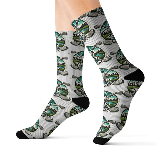 Cannabis Leaf & Crossed Pipes Sublimation Socks — 420 Stoner Graphic Crew Socks