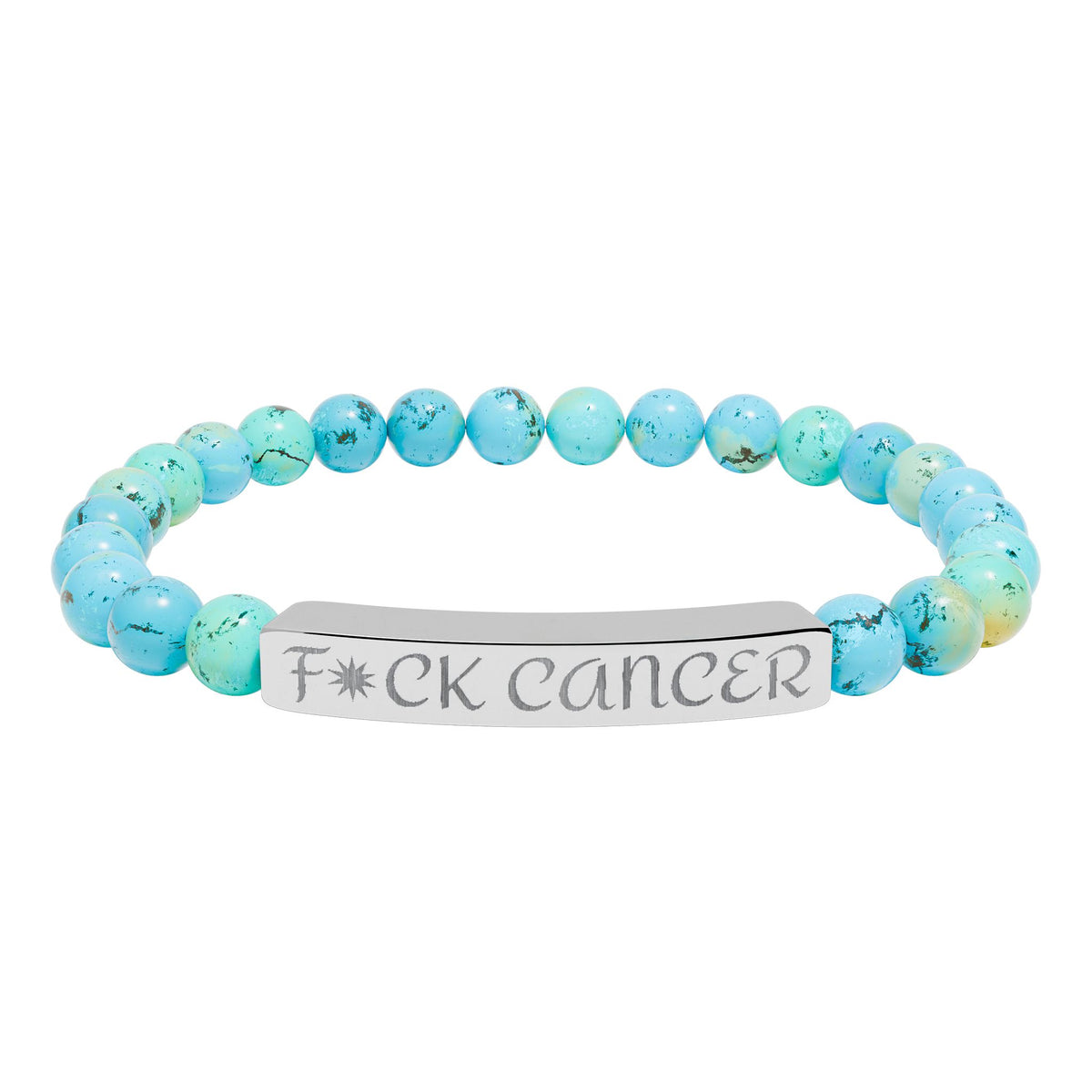 Engraved "F*ck Cancer" Natural Stone Stretch Bracelet