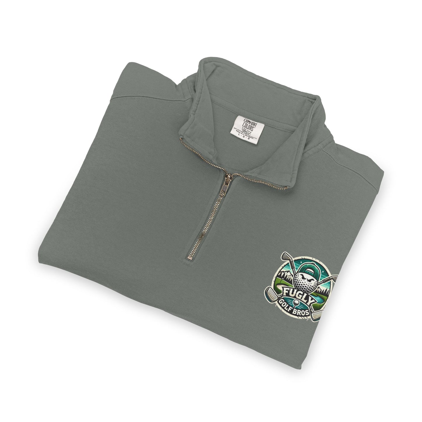 Turtle Crewneck Quarter‑Zip Sweatshirt — Vintage Green Coastal Graphic