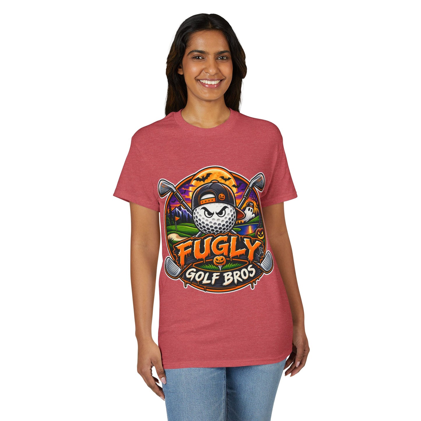 Fugly Golf Bros Graphic T-Shirt — Halloween Golf Skull Design