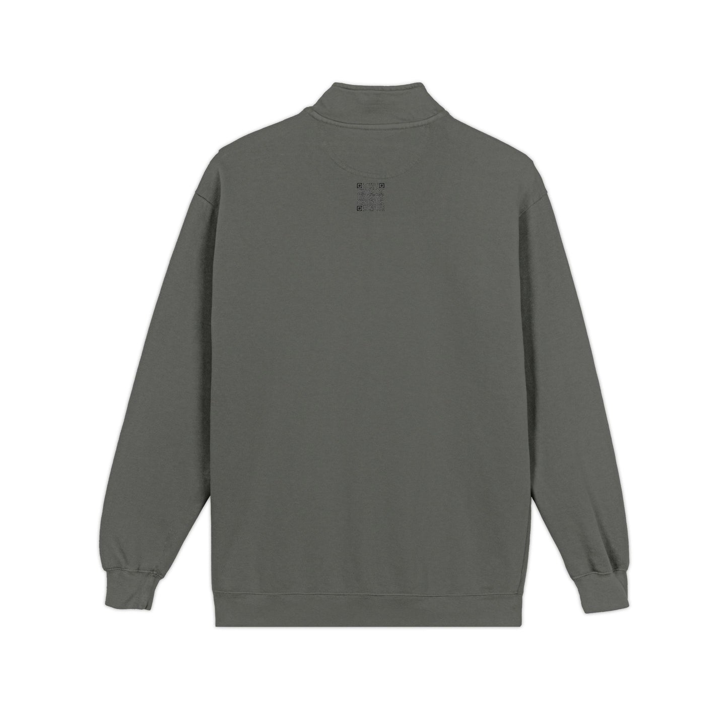 Quarter-Zip Sweatshirt — Retro Green 'Cursed Crew' Patch Design