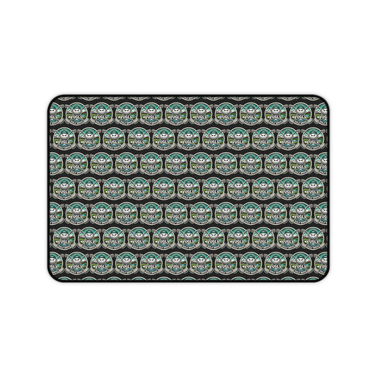 Gaming Desk Mat — Repeating Retro Gamer Emblem Pattern