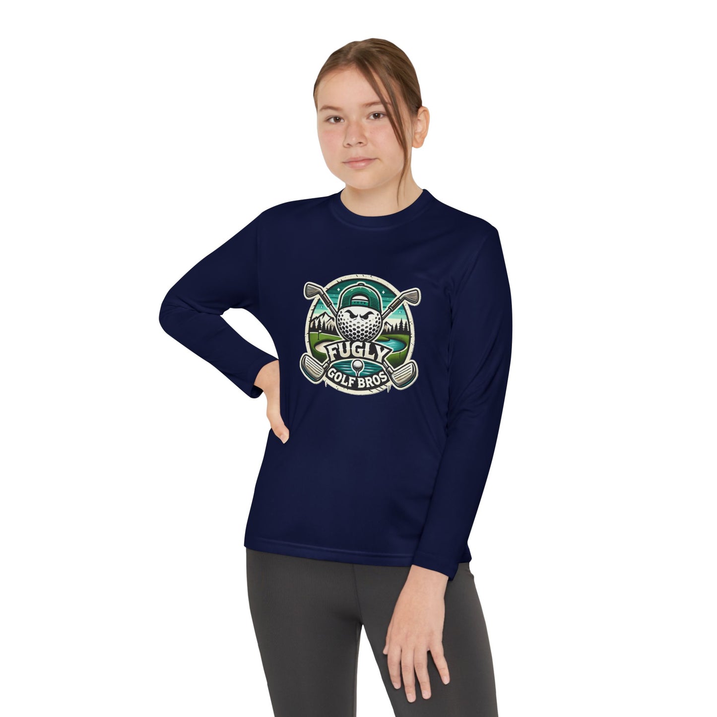 Youth Long Sleeve Tee — "Fugly Golf Bros" Golf Skull Logo