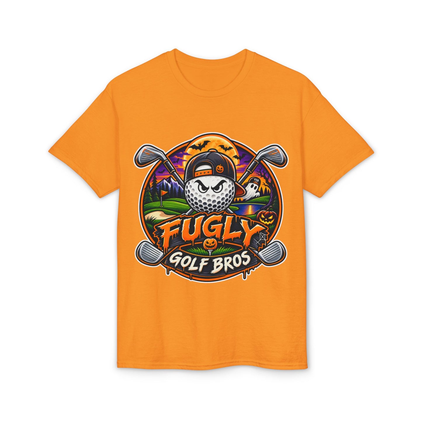 Fugly Golf Bros Graphic T-Shirt — Halloween Golf Skull Design