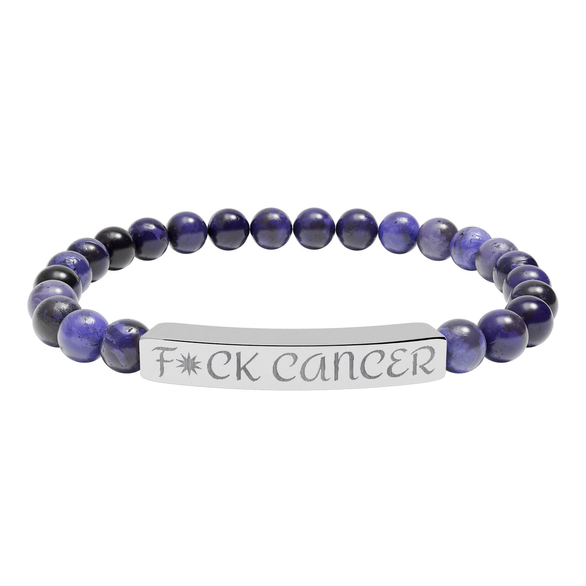 Engraved "F*ck Cancer" Natural Stone Stretch Bracelet